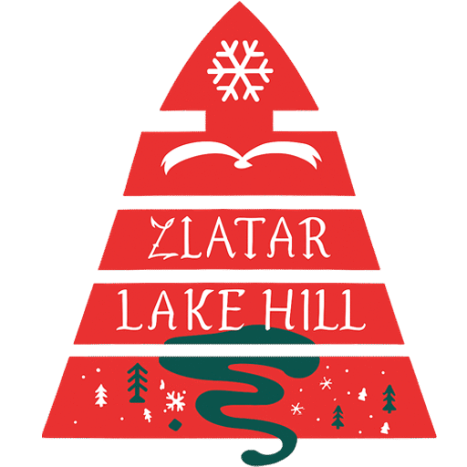Logo u obliku jelke sa natpisom Zlatar Lake Hill, u crvenoj i zelenoj boji.